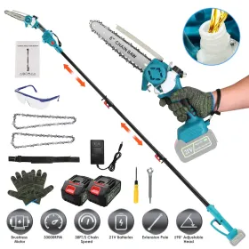 2-IN-1 Cordless Pole Saw And Mini Chainsaw With Extension Pole 21V Battery 8' Electric Brushless Pole Chainsaw With Auto Oiler Safety Switch 6.4L (Option: 3000mAh)