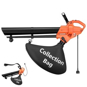 3-in-1 Corded Leaf Blower, Vacuum And Mulcher, 500 CFM 167 MPH Electric Yard Cleaner with 10.57gal Collection Bag (Option: Black & Orange)