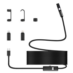 1Set Endoscope Camera 1920P HD IP67 Waterproof Inspection Borescope Tool With Light And 8 & 1 Dual Lens 16.4ft Semi Rigid Snake Cable Stepless Br (Option: Black)