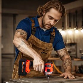 Tool Combo Kit 20V Brushless 5-Tool Cordless Power Tool Combo Kit with Batteries (Option: Orange)