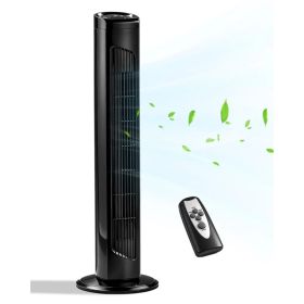 US Standard RTW-AR Tower Fan, 110V, 45W, 32 Inch Column Tower Fan, Touch Control with Remote, Plastic Body, Copper Motor, Black, 3 Speeds, 3 Wind (Option: Default Title)
