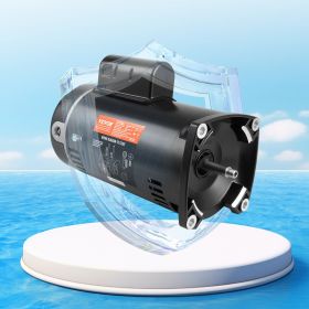 1 HP Pool Pump Motor, 56Y Frame, 115V(9 Amps)/230V(4.5 Amps) 3450RPM, 60Hz, 1.25 Service Factor, 90μF/250V Capacitor, CCW Rotation Square Flange (Option: Black)