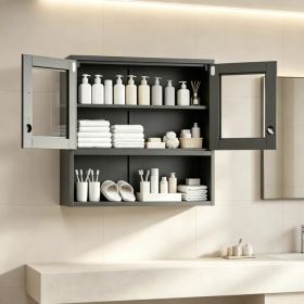 Steel 31.50" 31.50" 11.81" wall cabinet (without lights), steel display case, black (Option: Default Title)