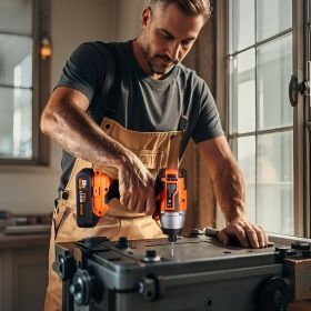 Tool Combo Kit Max 20V Cordless 2-Tool Power Combo Kit With 2.0 Ah Batteries (Option: Orange)