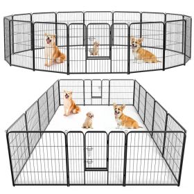 Dog Playpen Indoor Fence Height Metal Exercise Pen with Door Small Puppy/Medium/Large Dogs Animal Pet for Outdoor, Garden, Yard (Option: 32S/16P)