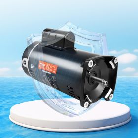 2 HP Pool Pump Motor, 56Y Frame, 230V (7.8 Amps) 3450 RPM, 60Hz, 1.3 Service Factor, 50μF/250V Capacitor, CCW Rotation Square Flange Replacement (Option: Black)