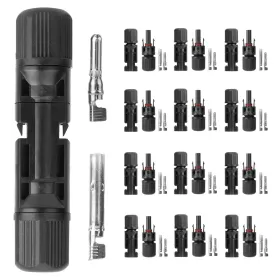 10 Pairs Solar Panel Connectors Solar Wire Adapter Male/Female IP67 Waterproof Connector (Option: Black)