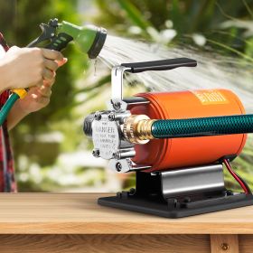 Water Transfer Pump, 12V DC 360 GPH 1/10HP, Portable Electric Utility Pump With 6 Ft Suction Hose Kit, Impeller, Suction Strainer, For Garden, Ra (Option: Orange)