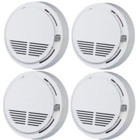 4xFire Smoke Alarm Detector Sensor Battery Operated Room Home Fire Safety Alert (Option: A)