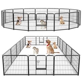 Dog Playpen Indoor Fence Height Metal Exercise Pen with Door Small Puppy/Medium/Large Dogs Animal Pet for Outdoor, Garden, Yard (Option: 24S/16P)