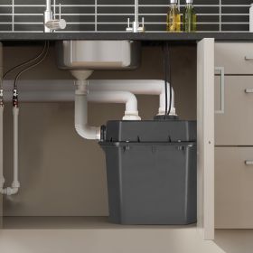 Utility Sink Pump, 1/2 HP, 120-Volt, 3500 GPH Flow, 28 Ft Head, Under-Sink Sump Pump System With 6 Gallon Basin, Automatic Utility/Laundry Sink P (Option: Black)