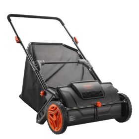 Push Lawn Sweeper, 21inch Leaf & Grass Collector, Strong Plastic Wheels & Heavy Duty Thickened Steel Durable To Use With Large Capacity 3.5 Cu. F (Option: Default)