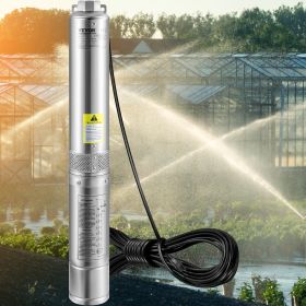 Deep Well Submersible Pump, 0.5HP 115V/60Hz, 28gpm Flow 167ft Head, With 33ft Electric Cord, 4" Stainless Steel Water Pumps For Industrial, Irrig (Option: Natural)