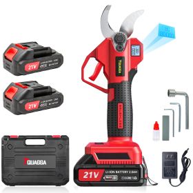 21V Cordless Electric Pruning Shears 28mm Max Cut, 2 Batteries, 6 8H Runtime, Tree Shrub Trimmer (Option: 21V RED)