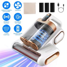 200W Cordless Mattress Vacuum Cleaner 16KPA Suction 18000RPM Vibrating Roller Brush, 2 Speed Modes UVC Light Stainless Steel Sponge Filtration Du (Option: AS  pic)